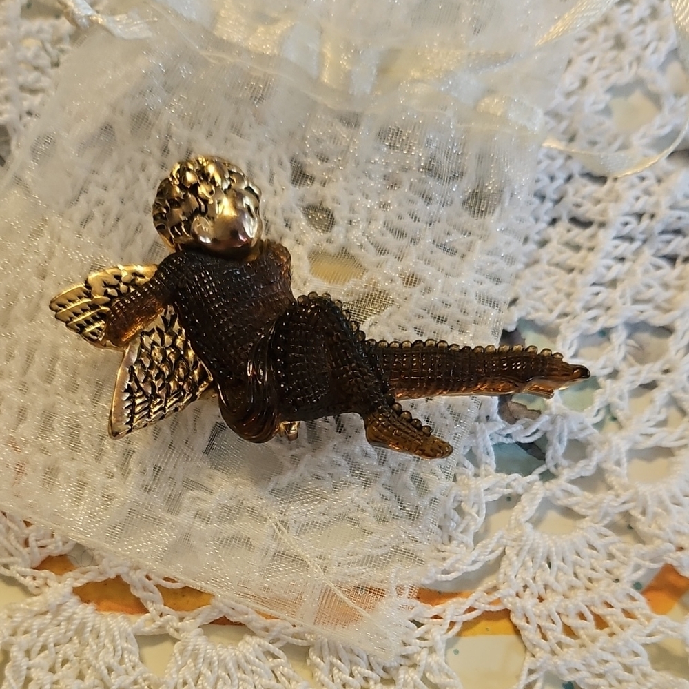 BOGO 1/2 Off Vintage Amber Angel Brooch